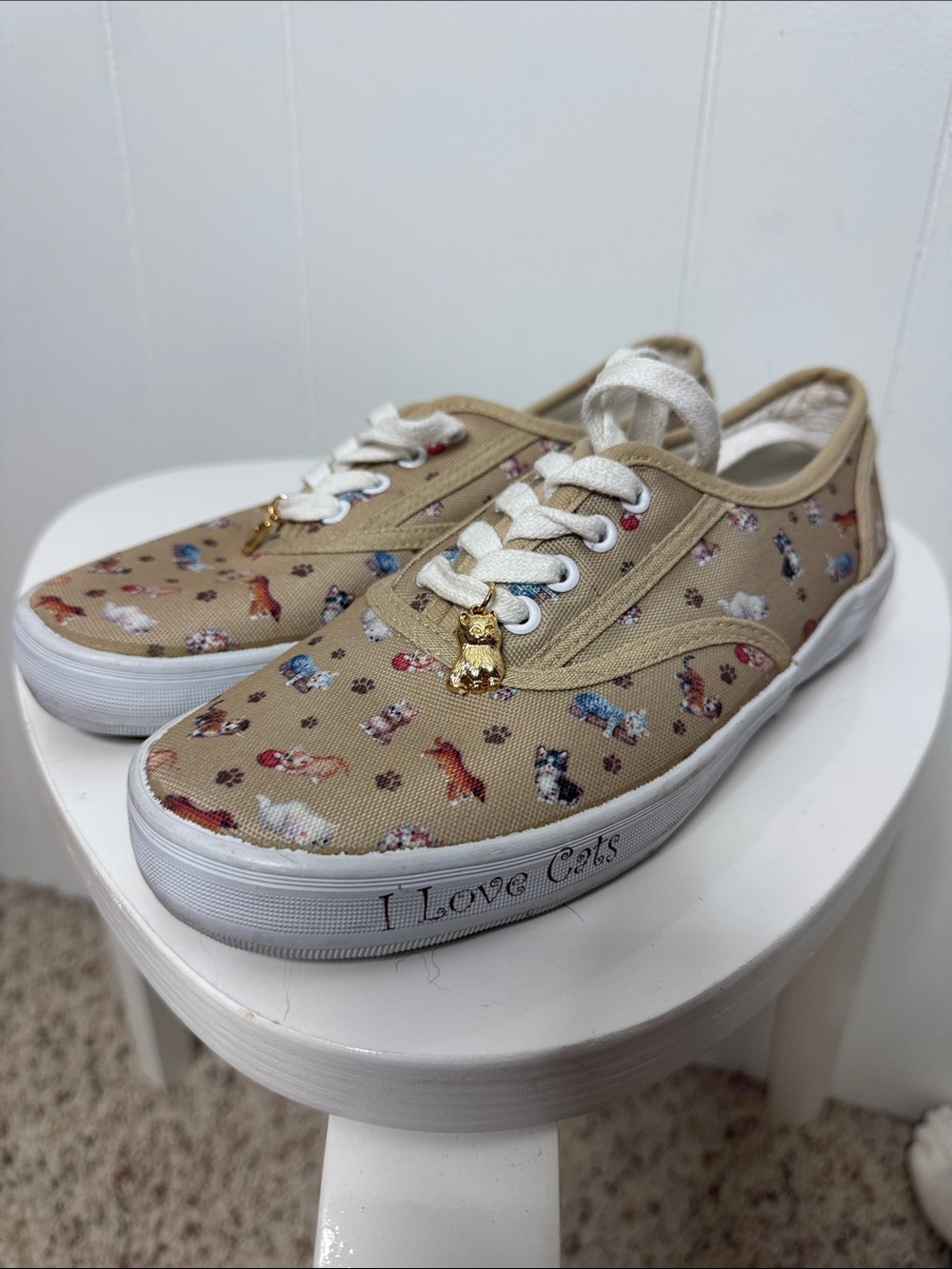 Cat theme sneakers sz 6 Bradford exchange